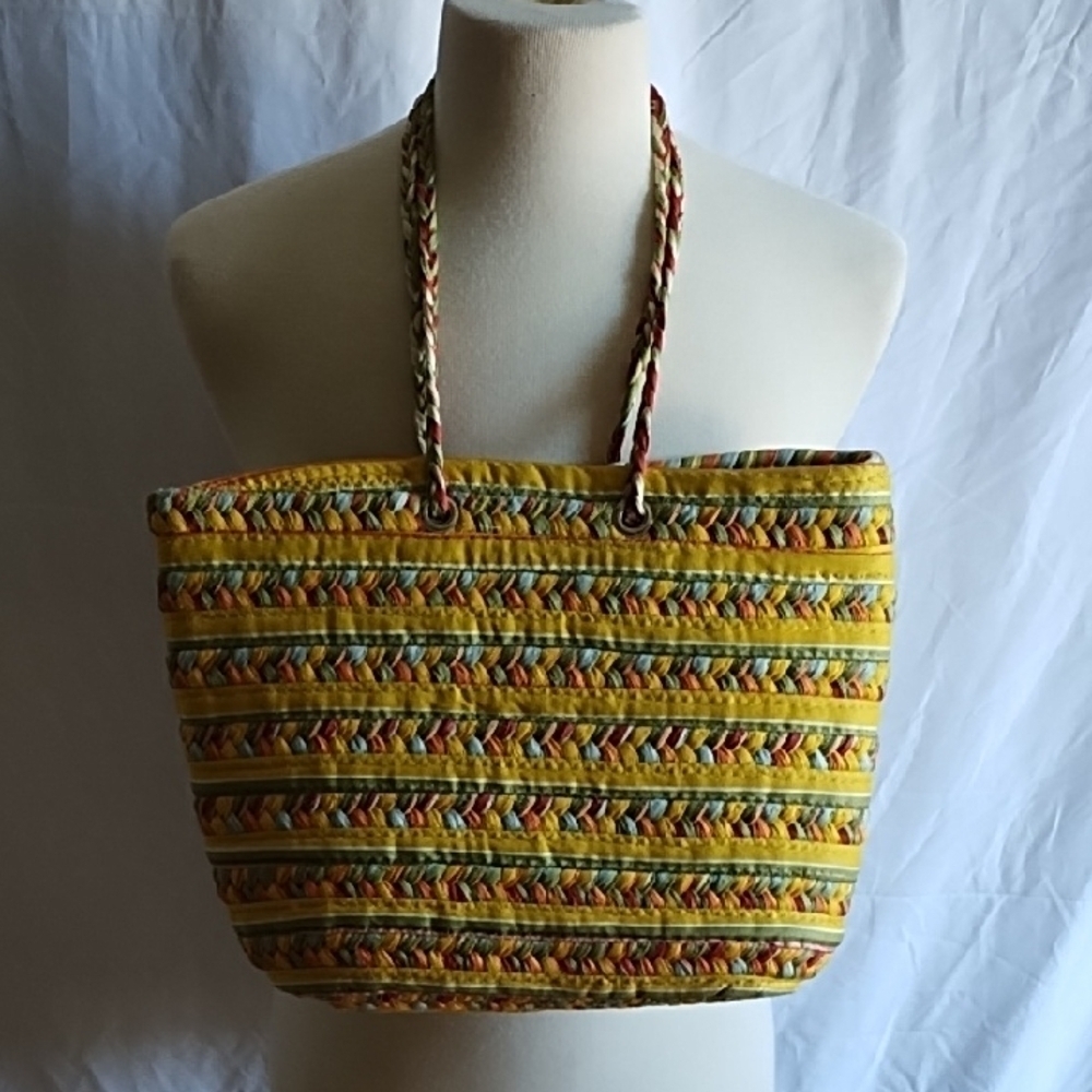 Woven Multicolor Fabric Tote - Picture 1 of 7
